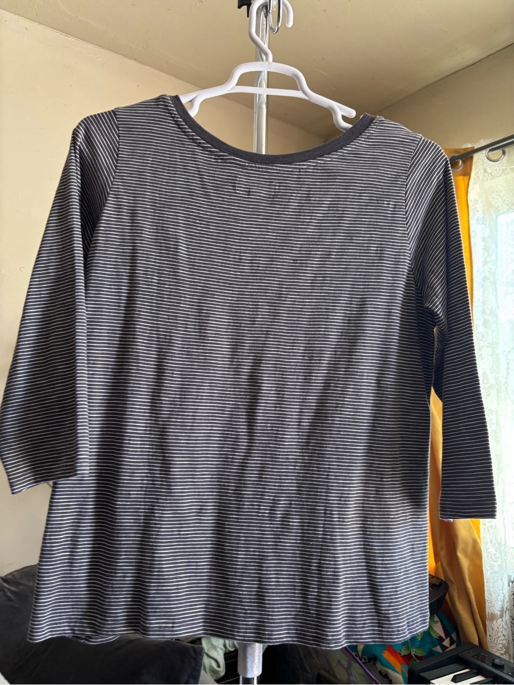 Pact Organic Cotton Striped 3/4 Sleeve Top Size L - Picture 5 of 11
